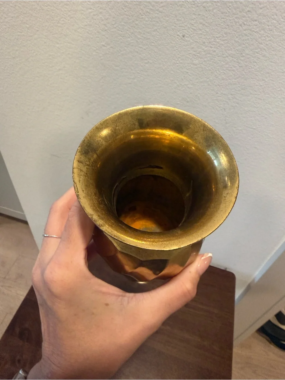 Vintage Brass Spiral Vase Made in India 7” Hollywood Regency